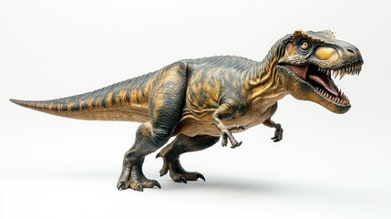 Fototapeta premium A detailed model of a Tyrannosaurus rex in a dynamic pose, showcasing its features.