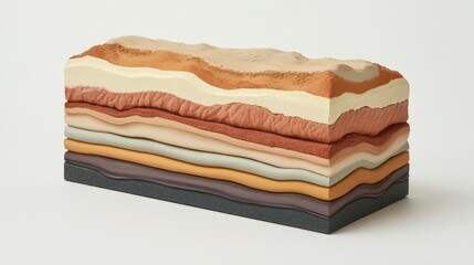 Cross Section of Soil Layers on White Background