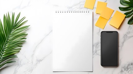3D rendering of a blank calendar with colorful sticky notes and a smartphone displaying reminders