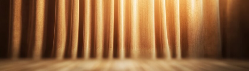 Rich, smooth velvet curtains parting to reveal a warm, glowing light, inviting a sense of mystery and elegance.