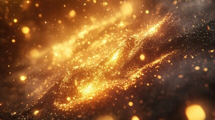 Obraz premium A close-up shot of a pile of golden particles, shimmering in the light with a radiant glow, evoking a sense of luxury and opulence