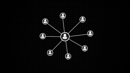 Animation of network of connections with digital icons . digital interface connection and communication concept  People Social networking and connection technology 