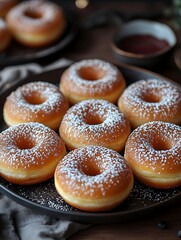 Warm homemade donuts baked for a delicious dessert or snack