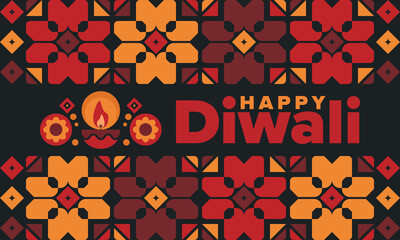 Diwali. Festival of Lights. Oil lamp. Deepawali. Indian festival poster. Candle and lantern. Happy holiday banner. Creative art template. Vector illustration