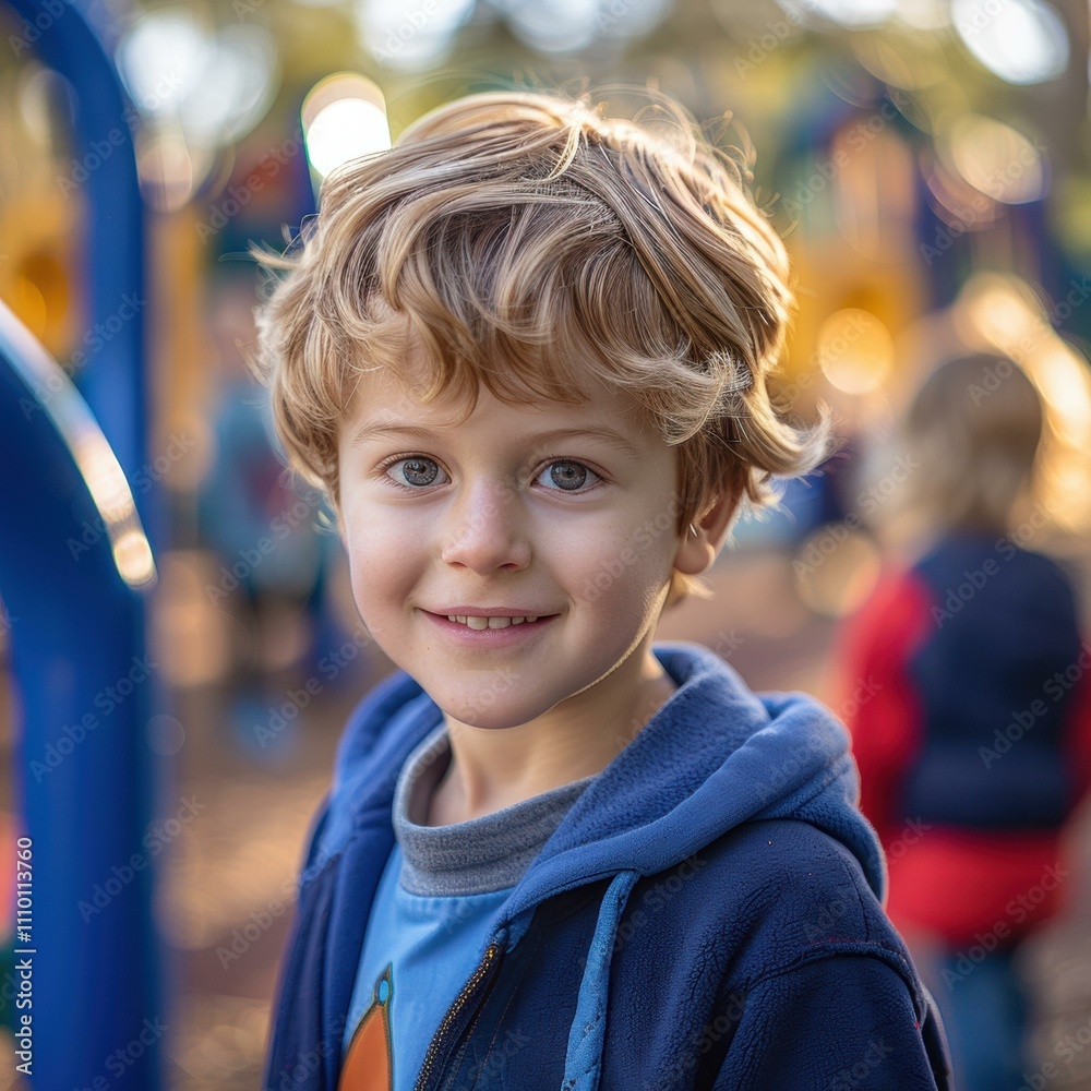 Canvas Prints Happy child smiling outdoors. AI.