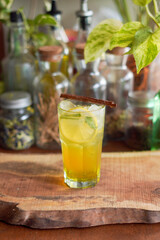 a Glass of Spices Herbal Drink Served on the Wooden Table