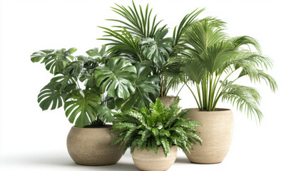Fototapeta premium Potted plants in modern style for interior design or wallpaper.