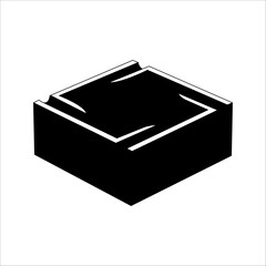 Ashtray icon, Cigarette Ashtray isolated on white background. monochrome design. flat vector Illustration