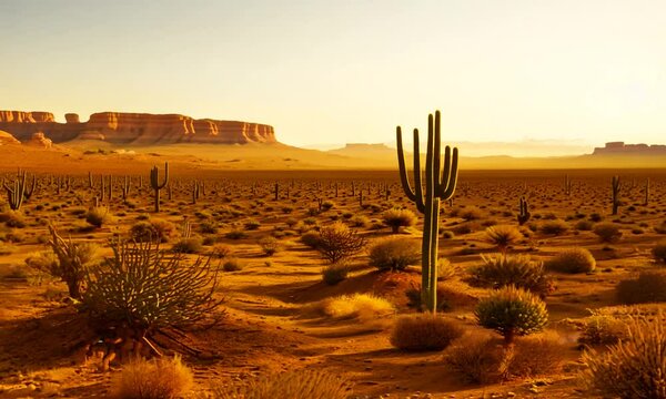 Beautiful desert landscape with cact. generative AI