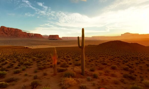 Beautiful desert landscape with cact. generative AI