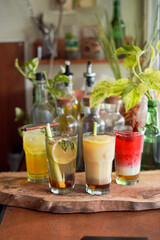 Fototapeta premium a Glass of Spices Herbal Drink Served on the Wooden Table