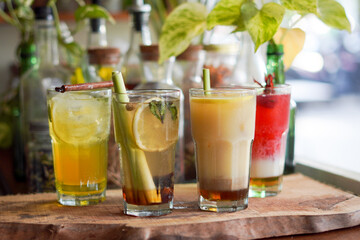 a Glass of Spices Herbal Drink Served on the Wooden Table