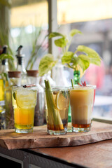 a Glass of Spices Herbal Drink Served on the Wooden Table
