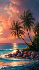 Fototapeta premium Beautiful with sunset over the sea