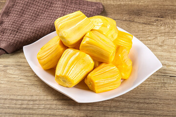 Raw ripe yellow jackfruit segment
