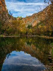 The Monasterio de Piedra park in Nuevalos, Spain, in a hundred-year-old forest full of magical waterfalls