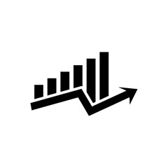 Statistic with Arrow icon. Growing graph icon. Growth chart icon. Growing bar graph
