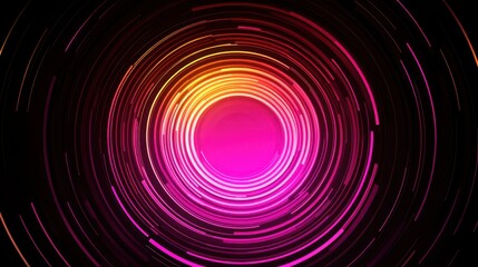 Radiant pink and yellow vortex, circular tunnel of light. swirling luminous abstract design.