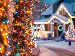 Obraz premium Defocused christmas festive lights