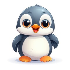Obraz premium Cartoon Penguin With Big Eyes and Smile