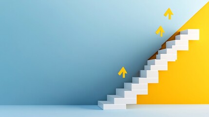 Fototapeta premium Arrows Forming Stair-like Path Upward Symbolizing Progress and Success