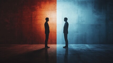 Introvert extrovert concept illustrating two contrasting personalities in a visually engaging way, showcasing their differences in social settings