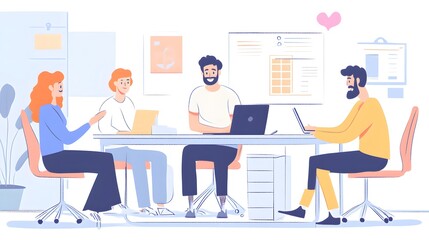 Team planning new project in startup office