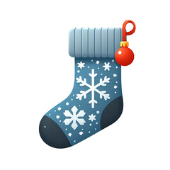 Beautiful Realistic Christmas Sock With a Red Ball