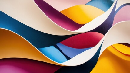 A dynamic scene of a collection of colorful, abstract patterns blending into a single, unified design on a smooth surface