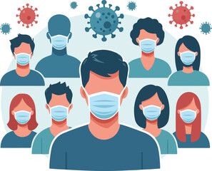 People with medical face mask coronavirus vector image  icon  on a white background