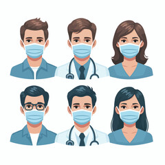 People with medical face mask coronavirus vector image  icon  on a white background