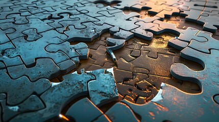 A giant jigsaw puzzle with a critical part missing that shows how concept are imperfect