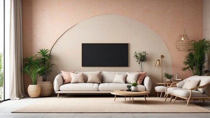 The mock-up interior design and wall texture background in the living