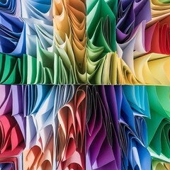 Top view of arrangement of colorful paper sheets backdrop
