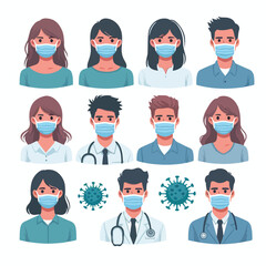 People with medical face mask coronavirus vector image  icon  on a white background