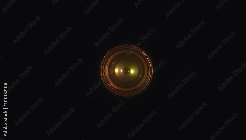Poster a digital rendering of a camera lens or similar circular object showcasing internal light reflection