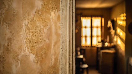 Old beige wallpaper for texture or background