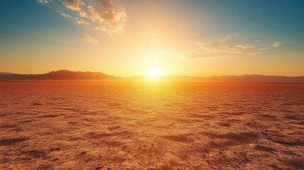 Fototapeta premium There is a desert where only sand is visible all around and the sky is blue and light cloudy, the view is very beautiful. desert background.