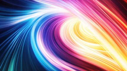 A dynamic visual of a swirling vortex of multi-colored light beams converging into a unified, glowing core