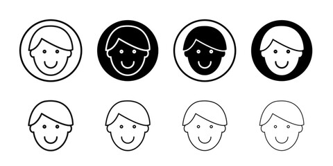 Happy boy face icon Symbol mark in filled style