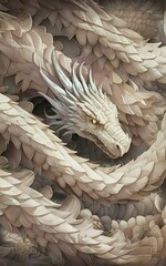 White dragon scales seamless background. Dragon scale seamless pattern. Fantasy dragon texture. Vector illustration