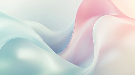 A minimalist 3D background with smooth, flowing abstract shapes in soft pastels, gracefully curving and bending