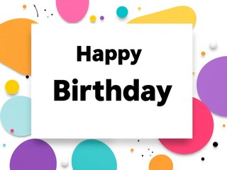 Abstract geometric shapes in bold colors, creating a vibrant frame on a clean white background for a modern birthday invitation card, white, modern, invitation