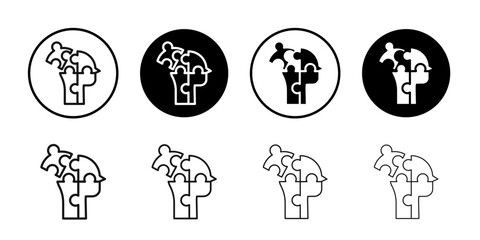 People head with puzzles icon Symbol mark in filled style
