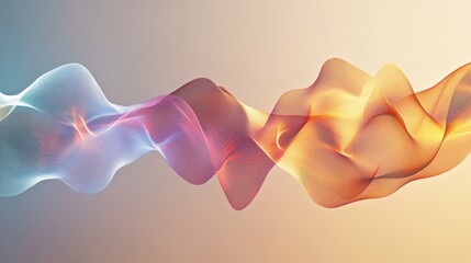 Obraz premium A dynamic visual of abstract, colorful waves of light converging to form a unified, glowing center on a neutral background