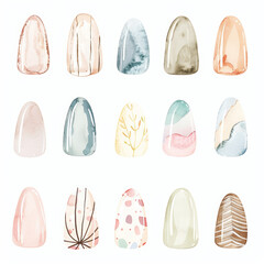 Trendy Minimalist Nail Art Designs in Soft Pastel Watercolors