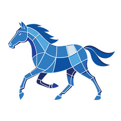 A running horse blueprint style vector 