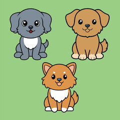 Fototapeta premium Collection of Cute Pekehund Dog isolated Vector illustration 