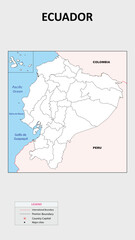 Obraz premium Ecuador Map. Political map of Ecuador with state border in outline. Political map of Ecuador with outline and neighbouring countries.