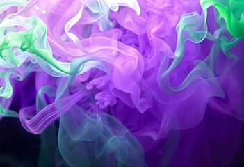 Obraz premium Abstract purple and green smoke with soft textures, suitable for fantasy or surreal creative projects. Generative AI